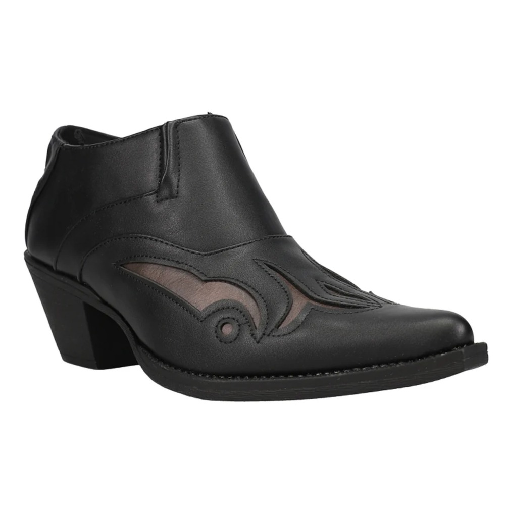 Roper Women's Inlay Ankle Boots Snip Toe Black Brown Sz 6 Western Booties NWOB